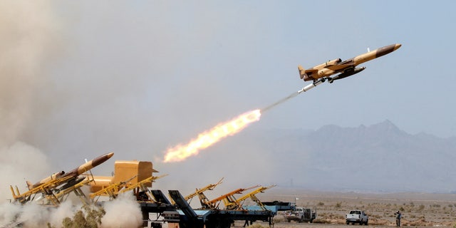 A drone is launched during a military exercise at an undisclosed location in Iran, in this image taken on Aug. 25, 2022.