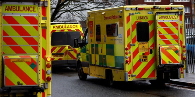 Ambulances are parked near The Royal London Hospital in London, Britain, December 19, 2022. REUTERS/Peter Nicholls