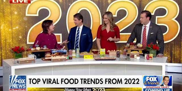 Chef Diana Henderiks (far left) joined "Fox and Friends" on Friday to discuss some of the most popular food items from 2022 — and to share her predictions on what will be hot in 2023.