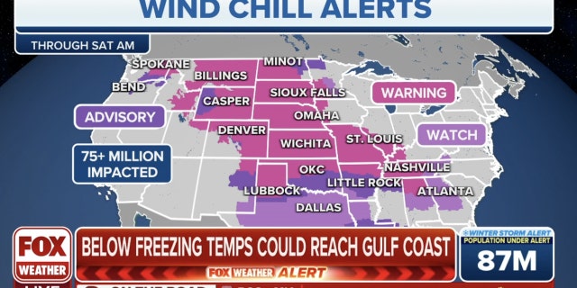 Frigid wind chills were expected to grip much of the U.S. ahead of Christmas. (FOX Weather)