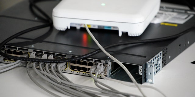 Routers with network cables.