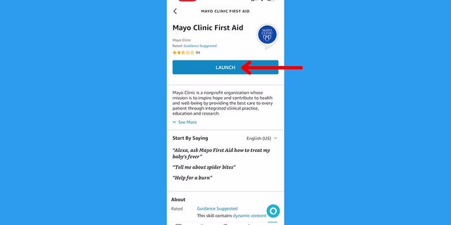 Now you can ask your Alexa questions like <strong>"Alexa, ask Mayo First Aid how to treat my baby's fever"</strong>,<strong> "Alexa, help for a burn", </strong>or <strong>"Alexa, tell me about spider bites."</strong>
