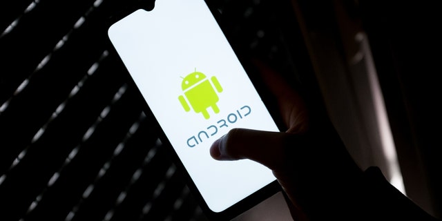 This photo illustration shows the Android logo displayed on a smartphone screen on April 16, 2022 in Athens, Greece. 