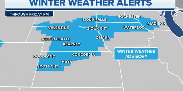 Winter weather alerts through Friday afternoon in the Plains, upper Midwest