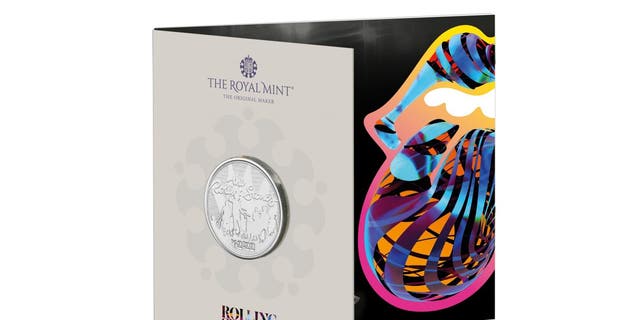 This image released by The Royal Mint shows a new collectible coin to celebrate the 60th anniversary of The Rolling Stones. 