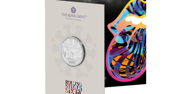 This image released by The Royal Mint shows a new collectible coin to celebrate the 60th anniversary of The Rolling Stones. 