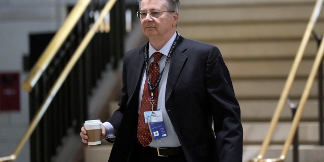 John Duarte, a Republican candidate in California's 13th Congressional District, arrives at the Capitol in Washington, Monday, Nov. 14, 2022. 