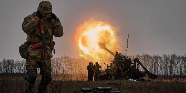 Ukrainian soldiers fire a Pion artillery system at Russian positions near Bakhmut, Donetsk region, Ukraine, Dec. 16, 2022.