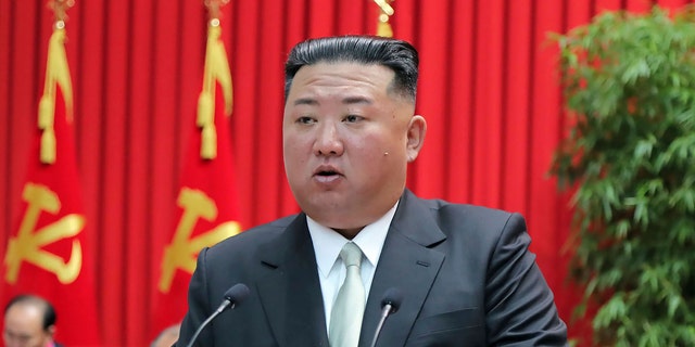 In this photo provided by the North Korean government, North Korean leader Kim Jong Un gives a lecture at the Central Cadres Training School in North Korea on Oct. 17, 2022.