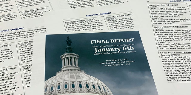 The final report released by the House select committee investigating the Jan. 6 attack on the U.S. Capitol, is photographed Thursday, Dec. 22, 2022. 