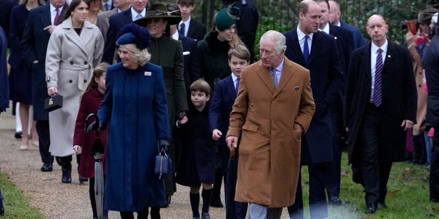 Prince Andrew was spotted walking behind the King and Queen Consort, as well as the Duke and Duchess of Wales and his two daughters.