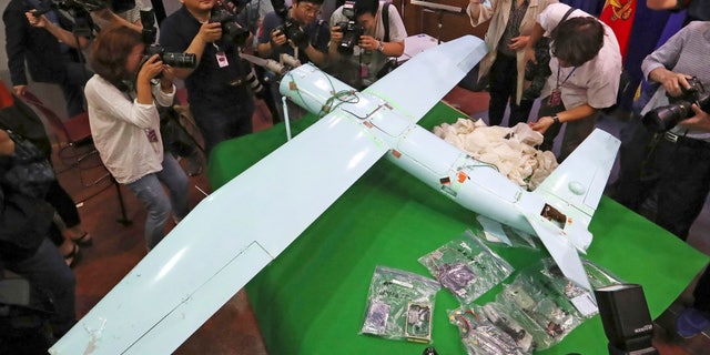 FILE - A suspected North Korean drone is viewed at the Defense Ministry in Seoul, South Korea, on June 21, 2017. South Korea said Monday, Dec. 26, 2022, it fired warning shots after North Korean drones violated the South’s airspace.