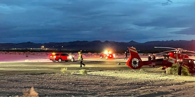 This image provided by Boulder City communications manager Lisa LaPlante shows a Grand Canyon tour helicopter after a Tuesday, Dec. 27, 2022, crash described as a 