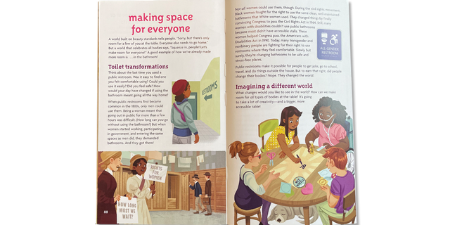 American Girl’s book "A Smart Girl’s Guide: Body Image" compares the civil rights movement to the push by transgender and non-binary people to use bathrooms they feel comfortable in. 