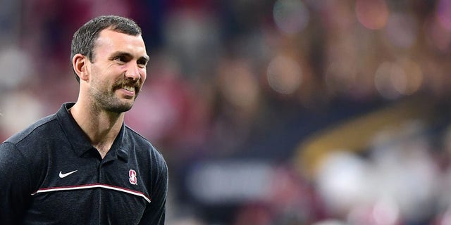 Former Indianapolis Colts player Andrew Luck is seen at the 2022 CFP National Championship Game between the Alabama Crimson Tide and the Georgia Bulldogs at Lucas Oil Stadium in Indianapolis on Jan. 10, 2022.