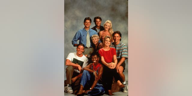 Andrew Shue, far right, and the rest of the cast of "Melrose Place."