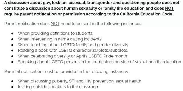 An excerpt from "LGBTQ Family + Gender Diversity: A teaching guide for elementary grades" a pamphlet released by the San Francisco Unified School District.