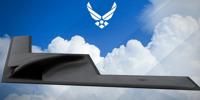 This undated artist rendering provided by the U.S. Air Force shows a graphic of the Long Range Strike Bomber, designated the B-21.