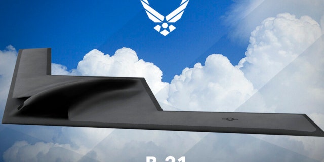 This undated artist rendering provided by the U.S. Air Force shows a graphic of the Long Range Strike Bomber, designated the B-21.