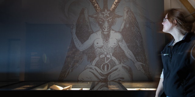 The Satanic Temple's statue of Baphomet was based on an 1856 drawing by French occultist Éliphas Lévi, pictured above at a museum in Germany.