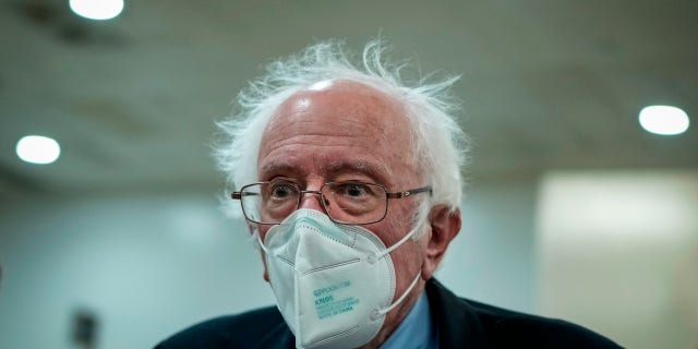 Sen. Bernie Sanders (I-VT) walks through the Senate subway after a procedural vote on the Respect For Marriage Act at the U.S. Capitol on November 28, 2022, in Washington, DC.