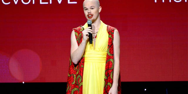 Sam Brinton speaks onstage during the Trevor Project's TrevorLIVE LA 2018 at The Beverly Hilton Hotel on December 3, 2018, in Beverly Hills, California.