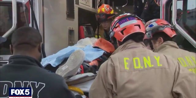 The Target worker was removed from the shaft at approximately 12:30 p.m. The victim was placed in a neck brace and transported to an ambulance. 