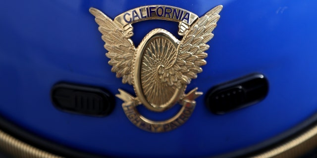 A view of a California Highway Patrol officer's motorcycle helmet on November 22, 2016, in San Francisco. 