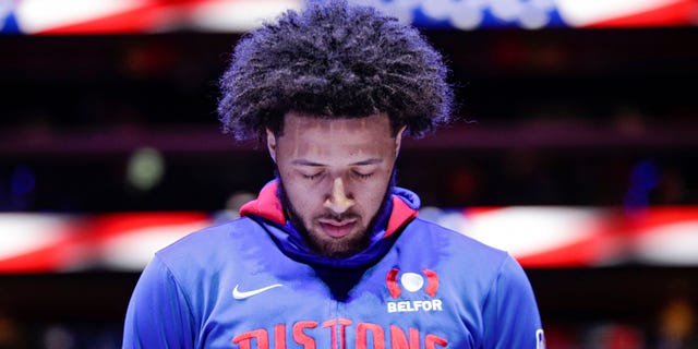 Pistons' Cade Cunningham opts for shin surgery, ending his 2022-23 season: report 3 Cade Cunningham of the Detroit Pistons stands on the court for the national anthem before the game against the Cleveland Cavaliers on Nov. 4, 2022, at Little Caesars Arena in Detroit.