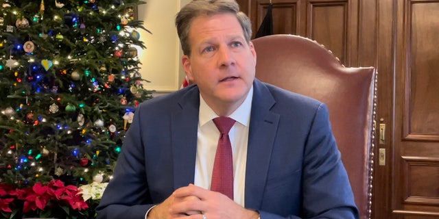 Republican Gov.  Chris Sununu of New Hampshire speaks with Fox News at the State House in Concord, NH, Dec.  7, 2022