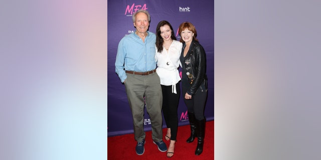 Clint Eastwood and Frances Fisher with their daughter, Francesca Eastwood, at the premiere of "M.F.A." in 2017.