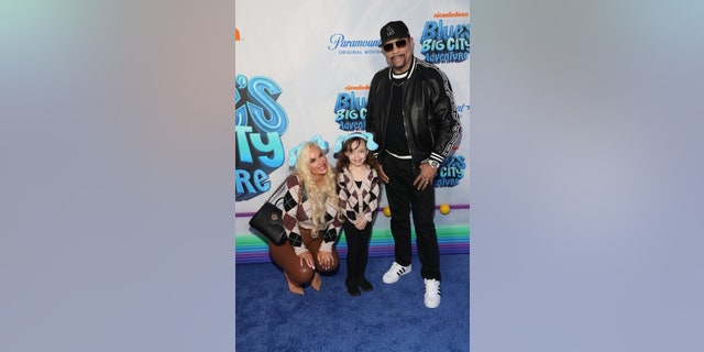 Coco Austin, daughter Chanel Nicole Marrow and Ice-T attend the New York premiere of Paramount's "Blue's Big City Adventure" at Regal Union Square 