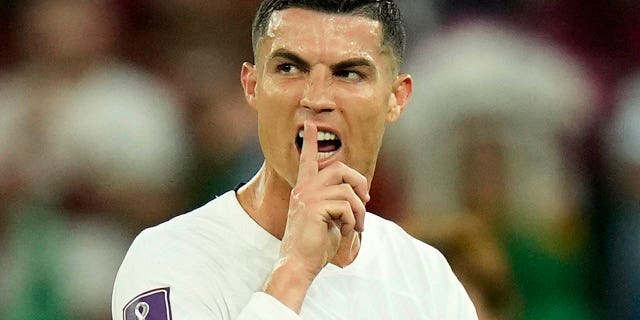 Portugal's Cristiano Ronaldo gestures as he leaves the pitch after being substituted during the World Cup Group H soccer match between South Korea and Portugal, at the Education City Stadium in Al Rayyan , Qatar, Friday, Dec. 2, 2022.