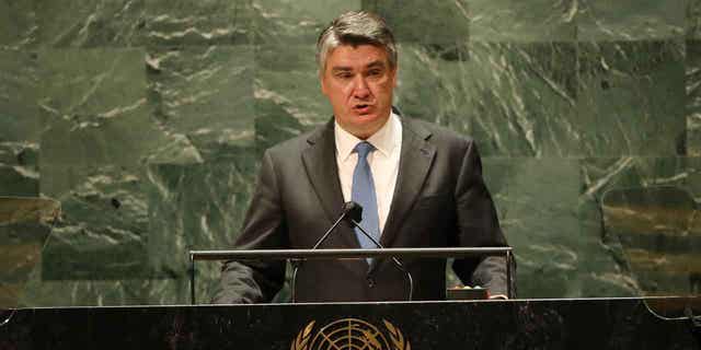 Croatian President Zoran Milanovic speaks during the 76th session of the United Nations General Assembly on Sept. 21, 2021, in New York City. Croatian lawmakers rejected a bid for the country to help train Ukrainian soldiers on Dec. 16, 2022. President Milanovic has been a critic of Western policies in Ukraine and has advocated for his country to only offer humanitarian aid to Ukraine.