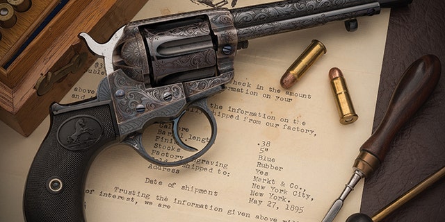 A Cuno Helfricht Master engraved Colt Model 1877 Lightning double action revolver was auctioned off by Rock Island Auction Company.