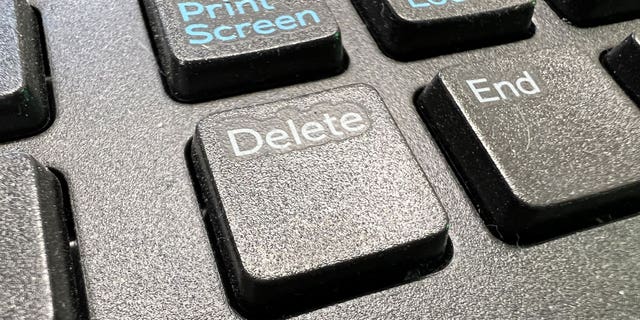 Close-up of Delete key on a computer keyboard, Lafayette, California, February 16, 2022. Photo courtesy Tech Trends. (Photo by Gado/Getty Images)