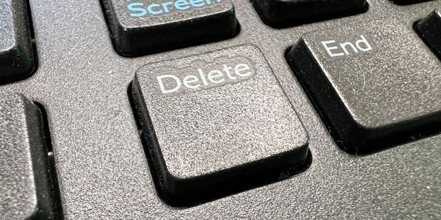 Close-up of Delete key on a computer keyboard, Lafayette, California, February 16, 2022. Photo courtesy Tech Trends. (Photo by Gado/Getty Images)