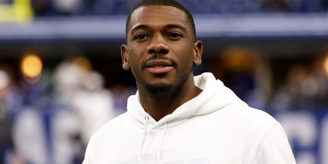 INDIANAPOLIS, INDIANA - NOVEMBER 10: Devin Funchess #17 of the Indianapolis Colts on the sidelines before the game against the Miami Dolphins at Lucas Oil Stadium on November 10, 2019, in Indianapolis, Indiana.