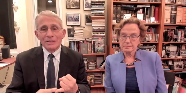 Dr. Anthony Fauci and Christine Grady speak during a discussion hosted by The Greenwall Foundation on Nov. 2, 2021.