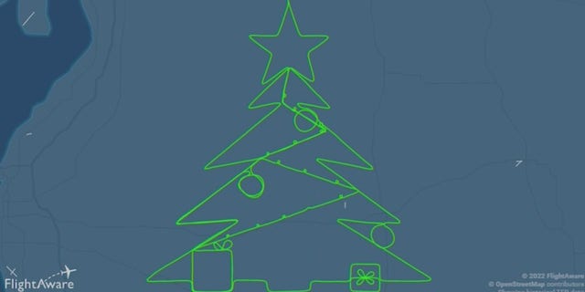 Florida pilot and Navy Lt. Cdr. Nathan Mitich got into the holiday spirit by flying in a Christmas tree pattern, according to flight paths recorded on FlightAware.
