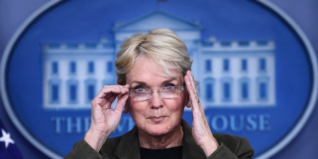 Energy Secretary Jennifer Granholm speaks during a press briefing at the White House in 2021.