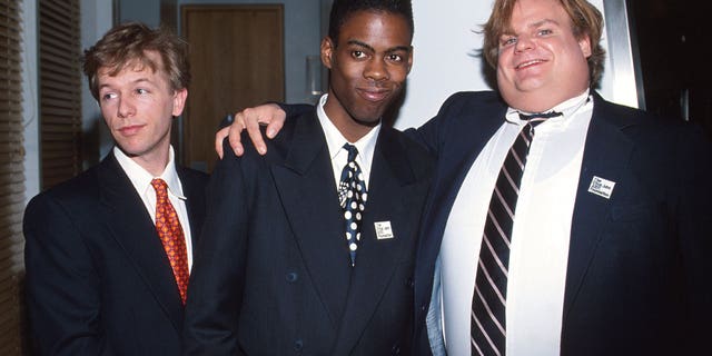 David Spade, Chris Rock, and Chris Farley were photographed together in 1993.