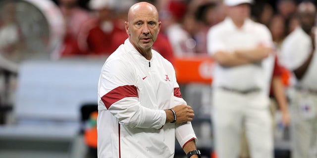 Alabama associate defensive coordinator Charles Kelly looks on before the Chick-fil-A Kickoff Game between the Alabama Crimson Tide and the Duke Blue Devils on August 31, 2019, at Mercedes-Benz Stadium in Atlanta, Georgia.  