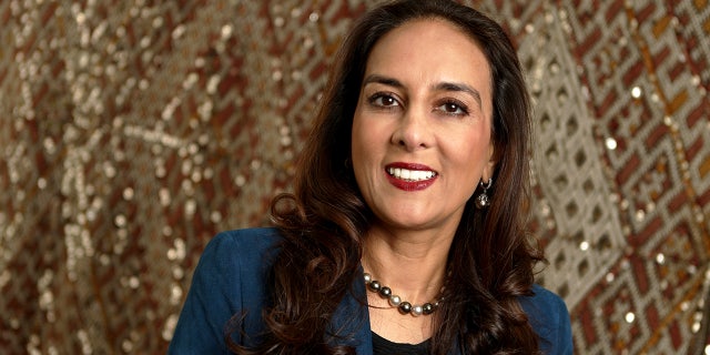 California RNC committeewoman Harmeet Dhillon, shown here at her office in San Francisco, is challenging current RNC chair Ronna McDaneil in an effort to lead Republicans to victory in 2024.