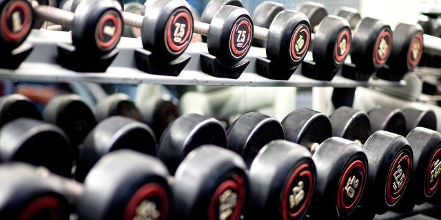 Watch: Video Captures Violent Brawl Between Two Bros at the Gym 1 Dumbbells sit on a shelf in a closed fitness studio of Peter Firnhaber.