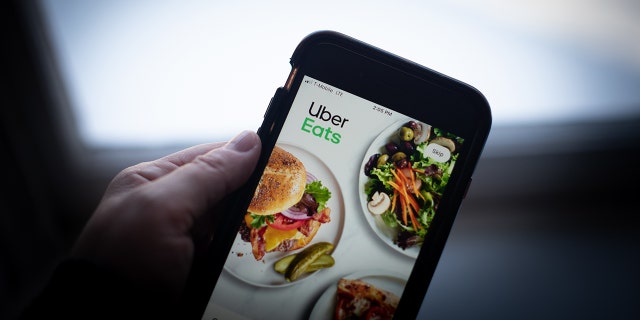 The Uber Eats application on a smartphone in Dobbs Ferry, New York, on Saturday, Feb. 6, 2021.