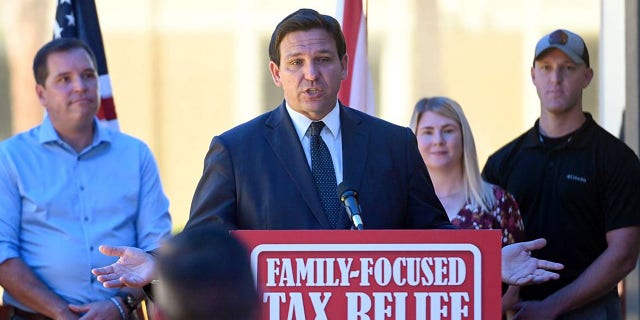 In addition to announcing a tax-relief proposal in a coming legislative session, Florida Gov. Ron DeSantis took questions from reporters about flights of migrants to Martha's Vineyard at a press conference in Bradenton, Florida. 