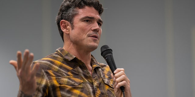 Republican Congressional candidate Joe Kent speaks at a campaign event on October 5, 2022 in Morton, Washington. 