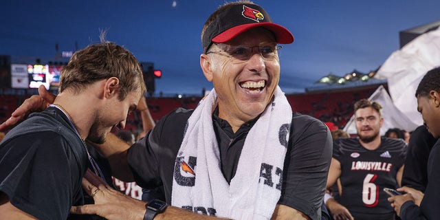 Head coach Scott Satterfield of the Louisville Cardinals after a game against the Wake Forest Demon Deacons at Cardinal Stadium Oct. 29, 2022, in Louisville, Ky. 