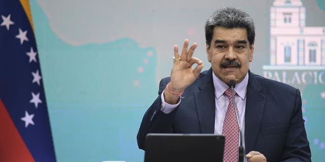 Nicolas Maduro, Venezuela's president, speaks during a press conference at Miraflores Palace in Caracas, Venezuela, on Wednesday, Nov. 30, 2022.